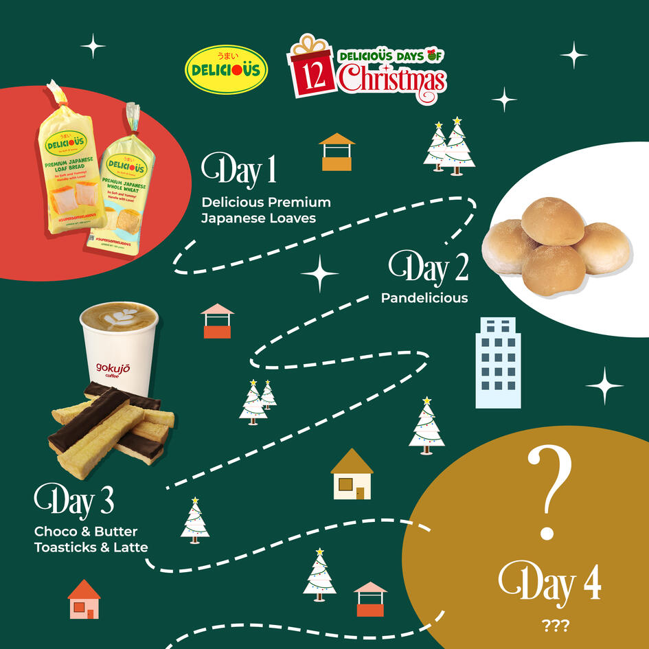 "12 Delicious Days of Christmas" map - days 1 to 4