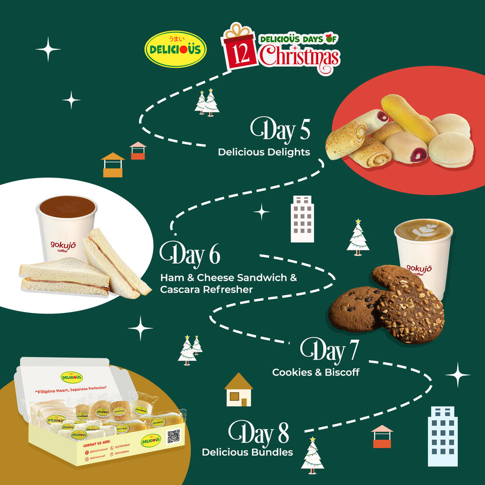 "12 Delicious Days of Christmas" map - days 5 to 9