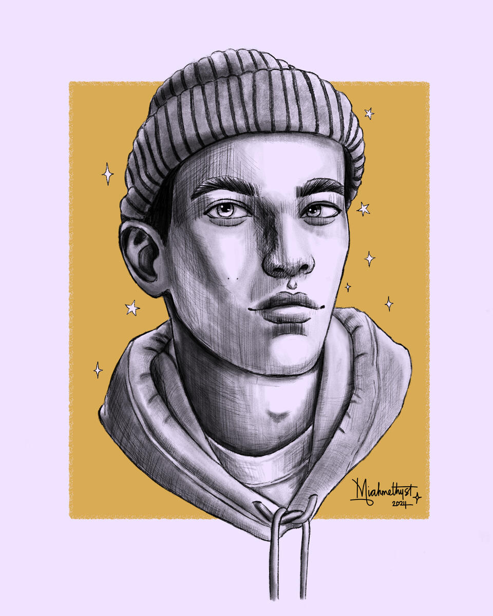 Detailed portrait sketch Digital art, 2160 x 2700 pixels 2024